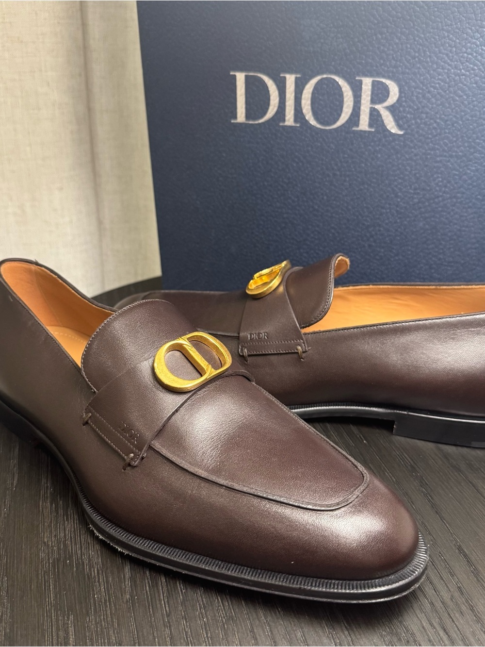 Christian Dior Timeless Loafers Dress Shoes Leather Brown 41 - Picture 4 of 11
